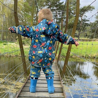 Scandi Unlined Waterproof Jacket - Space Aliens  - Alternative Image