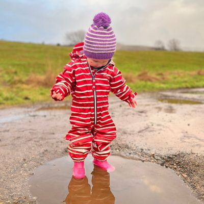 Outdoors Fleece Lined All in One - Racing Red Stripe  - Alternative Image