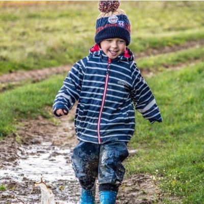 Outdoor Fleece Lined Jacket - Sailor Blue Stripe  - Alternative Image