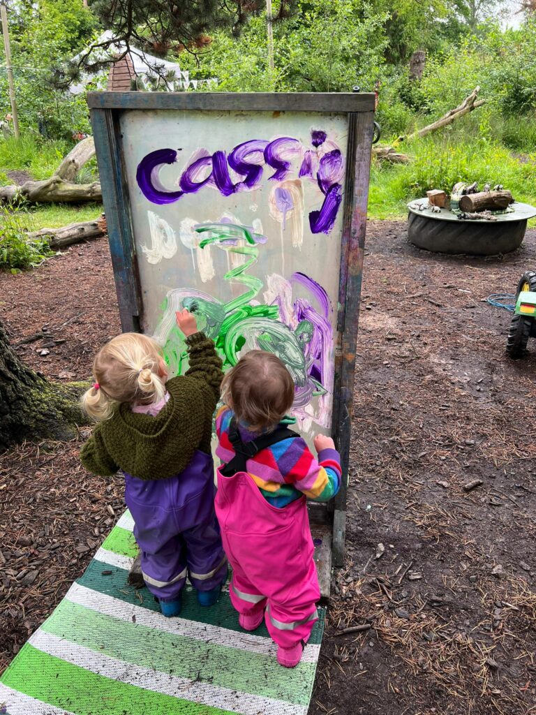 forest school kids painting
